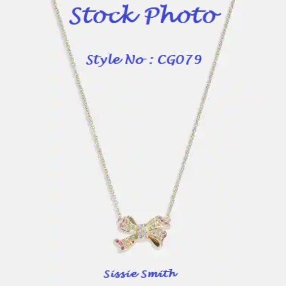 NWT Coach Pave Bow Pendant Necklace - Picture 4 of 5